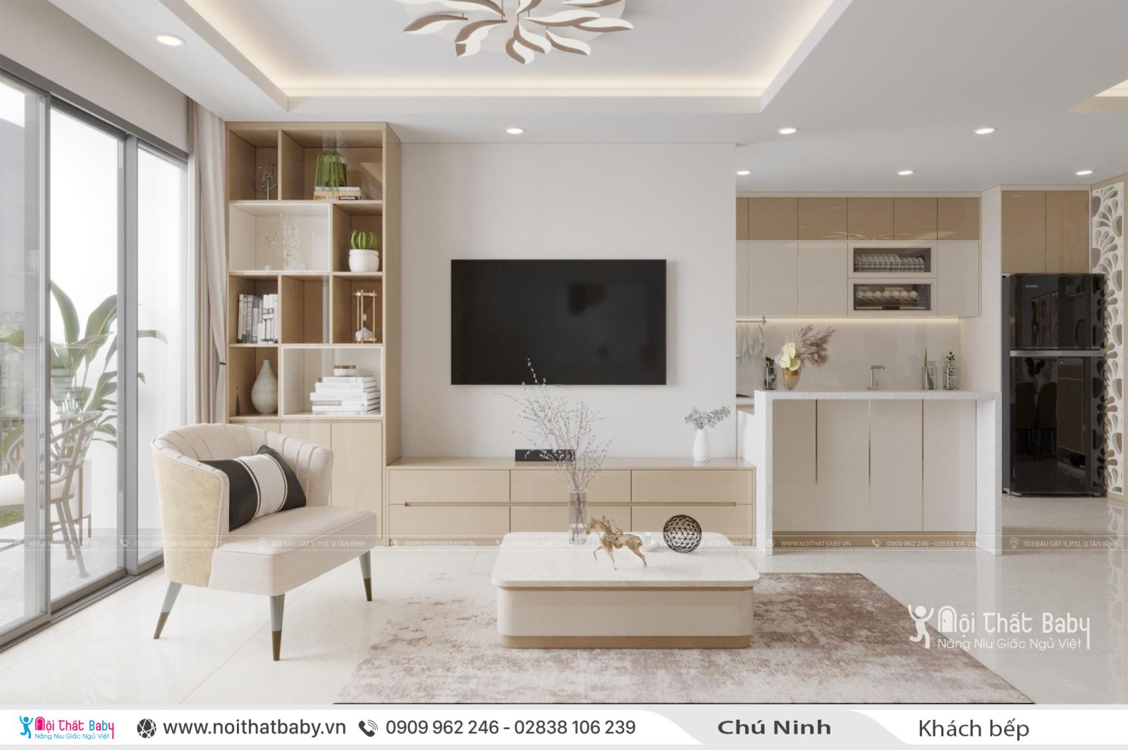 Thiết kế nội thất nguyên căn hiện đại tại Emerald Celadon City 104m2